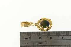 14K Yellow Gold Oval Ammolite Doublet Vintage Statement Pendant