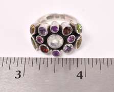 Sterling Silver Ring With Simulated Stones