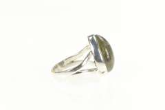 Sterling Silver Pear Labradorite Cabochon Bezel Statement Ring