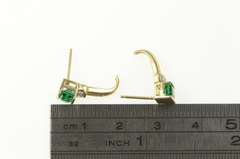 10K Yellow Gold Emerald Cut Syn. Emerald Diamond Accent Earrings