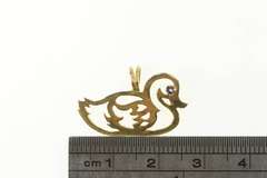 14K Yellow Gold Sapphire Duck Decoy Cut Out Animal Charm/Pendant