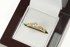 14K Yellow Gold 0.28 Ct Diamond Round Solitaire Engagement Ring