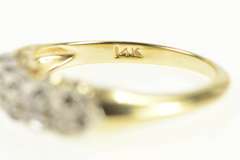 14K Yellow Gold 1950's Heart Five Diamond Wedding Band Ring