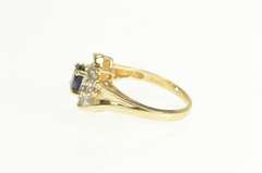 14K Yellow Gold Oval Sapphire Diamond Bypass Engagement Ring