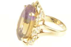 14K Yellow Gold 18.00 Ctw Ametrine Diamond Halo Cocktail Ring