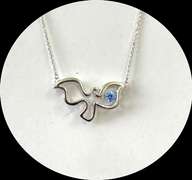 Sterling silver & Blue Center Dancing Stone Dove Pendant