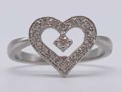 14kt Solid White Gold & Diamond Band Ring