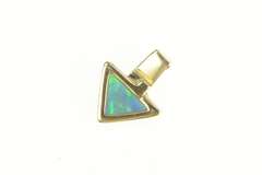14K Yellow Gold Triangle Natural Opal Inlay Geometric Pendant