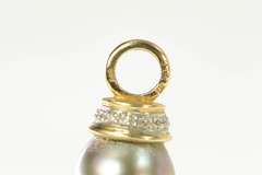 14K Yellow Gold Tahitian Pearl Diamond Accent Statement Pendant