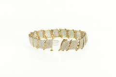 10K Yellow Gold 5.00 Ctw Pave Diamond Encrusted Wide Tennis Bracelet