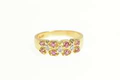 10K Yellow Gold Ruby Diamond Tiered Statement Band Ring