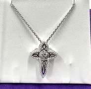 Sterling silver Cross dancing stone pendant in Silver