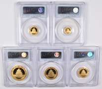 (5) MS70 2010 China 20-500 Yuan 1/20-1 Oz Gold FS Prestige Panda PCGS