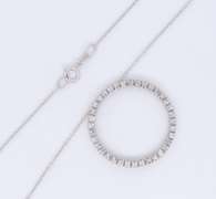 Brilliant White Gold approximate 0.50ctw Diamond Circle Pendant on Chain Necklace