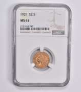 MS61 1929 $2.50 Indian Head Gold Quarter Eagle NGC