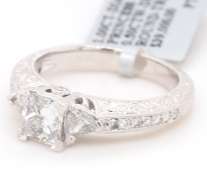 New 1.50ctw Princess Trillion and Round Diamond Straight Engagement Ring in Platinum