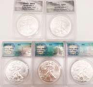 5 MS69 ASE silver coins