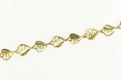14K Yellow Gold Heart Diamond Cut Filigree Love Symbol Chain Bracelet