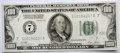 $100 1928 First Series Small Size Numerical FRN