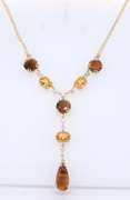 Pleasing Yellow Gold Tiger Eye, Citrine and Diamond Necklace