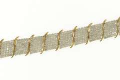 10K Yellow Gold 5.00 Ctw Pave Diamond Encrusted Wide Tennis Bracelet