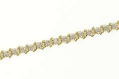 10K Yellow Gold 0.75 Ctw Diamond Wavy Link Classic Tennis Bracelet