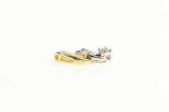 10K Yellow Gold Two Tone Diamond Twist Spiral Swirl Pendant
