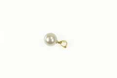 14K Yellow Gold Blue Green Pearl Simple Classic Charm/Pendant