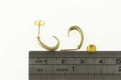 10K Yellow Gold Curved Diamond Semi Hoop Statement Earrings