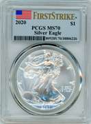2020 BU Silver Eagle in PCGS MS70 First Strike
