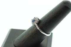 14kt Solid White Gold, Blue Sapphire, & Diamond Cocktail Ring