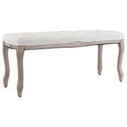 Bench Cream White Linen and Solid Wood Classic