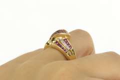 14K Yellow Gold 2.11 Ctw Baguette Ruby Diamond Curvy Band Ring