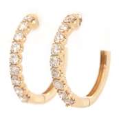 New 0.56ctw Diamond Small Oval Hoop Earrings in 14K