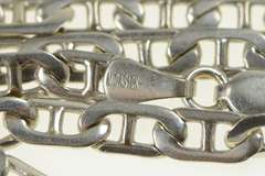 10K White Gold 4.4mm Fancy Anchor Chain Link Statement Necklace