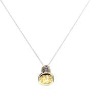 4.00ct Yellow Sapphire and 0.20ctw Baguette Diamond Pendant Necklace in 18K