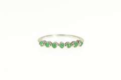 14K White Gold Natural Emerald Wedding Stackable Band Ring