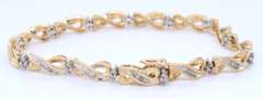 Majestic Yellow Gold Baguette and Diamond Crossover Bracelet