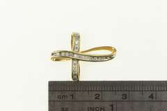 10K Yellow Gold Curvy Diamond Cross Christian Faith Pendant