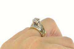 14K White Gold 1.75 Ctw Princess Diamond Engagement Set Ring