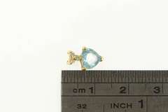 14K Yellow Gold Heart Blue Topaz Diamond Cluster Love Pendant