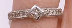 14kt Solid White Gold & Diamond Band Ring