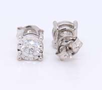 Sparkling White Gold Diamond Illusion Set Stud Earrings