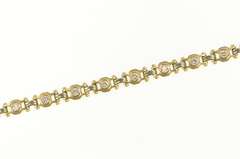 14K Yellow Gold 1.00 Ctw Diamond Classic Ornate Tennis Bracelet