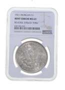 Mint Error MS63 1921 Morgan Silver Dollar - REV Struck Thru Graded NGC