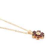 Plated 18KT Yellow Gold 2.26cts Garnet and Diamond Necklace