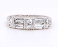Vintage 0.58ctw Baguette and Round Diamond Ring in Platinum
