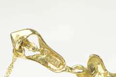 10K Yellow Gold Diamond Flower Hibiscus Lily Rolling Chain Necklace