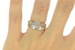 14K White Gold 1.75 Ctw Princess Diamond Engagement Set Ring