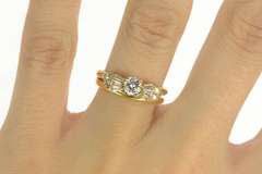 14K Yellow Gold 0.82 Ctw Diamond Baguette Engagement Bridal Ring